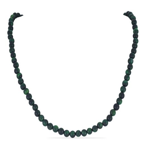 BUY STERLING SILVER NATURAL GREEN TIGER EYE BEADED GEMSTONE NECKLACE